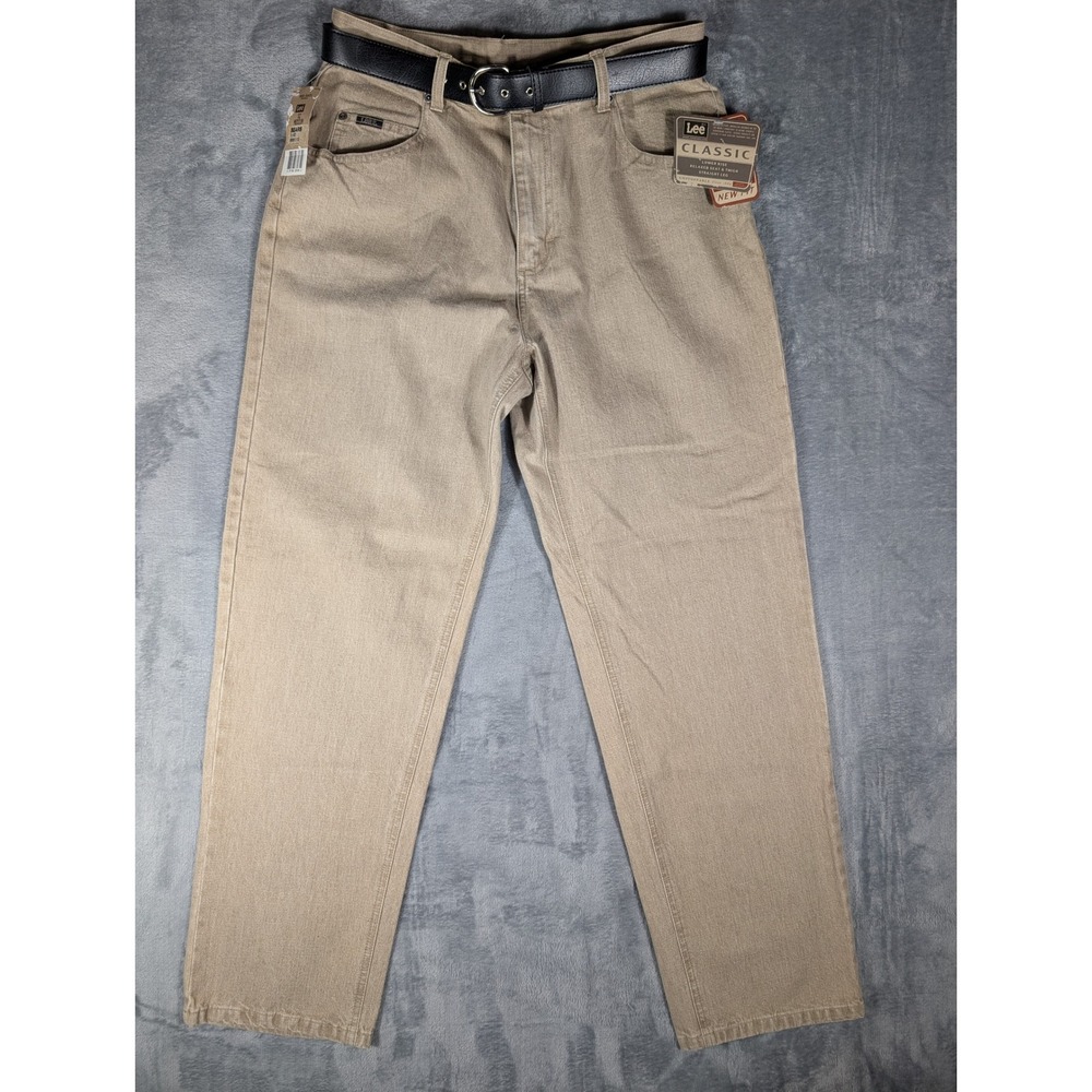 VTG NWT Lee Classic Women's Khaki Lower Rise Relaxed Straight Leg Pants 12M‎